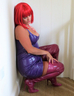 NEW Purple pvc dress with my pink thighboots 