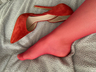 Red hold ups and heels day