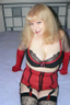 red lingerie and satin gloves