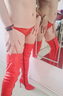 Favorite red thigh boots