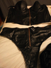 New leather thong & crop basque