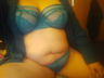 Jade green fancy bra and thongs with open blouse