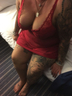 My big tits in tight red dress