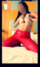 Red leather leggings Laura 14th July 24