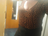 Leopard print top and leather trousers 
