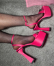 Pink heels & rhinestone fishnets 