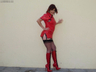 Red PVC Dress FFNylons & boots Here for your pleas